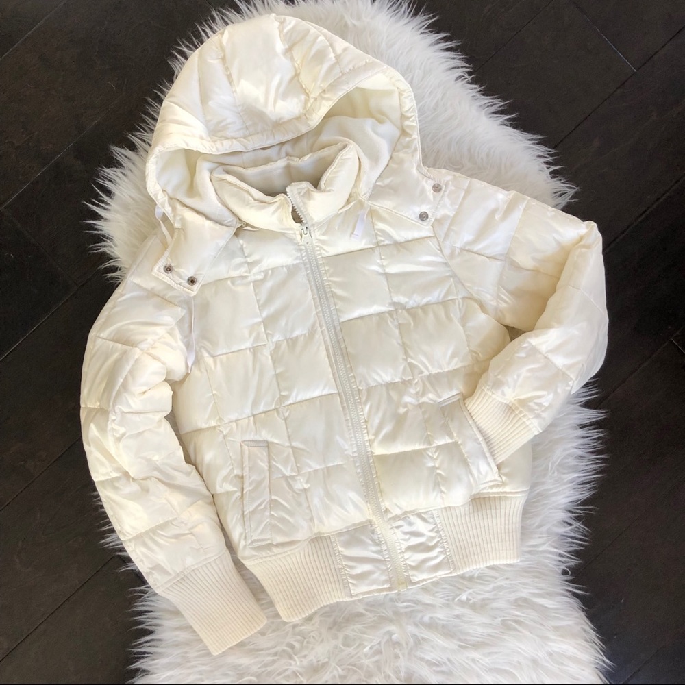 Old Navy Hooded Puffer Jacket, Cream